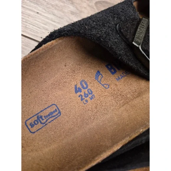 Birkenstock Arizona Soft Footbed Black Suede Sandals Mens Sz 40 L9 M7 - Picture 10 of 12